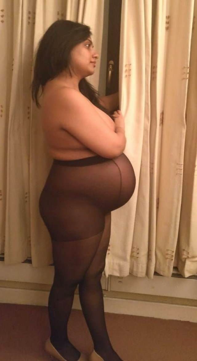 hot indian bhabhi black stocking me ass and baby bump