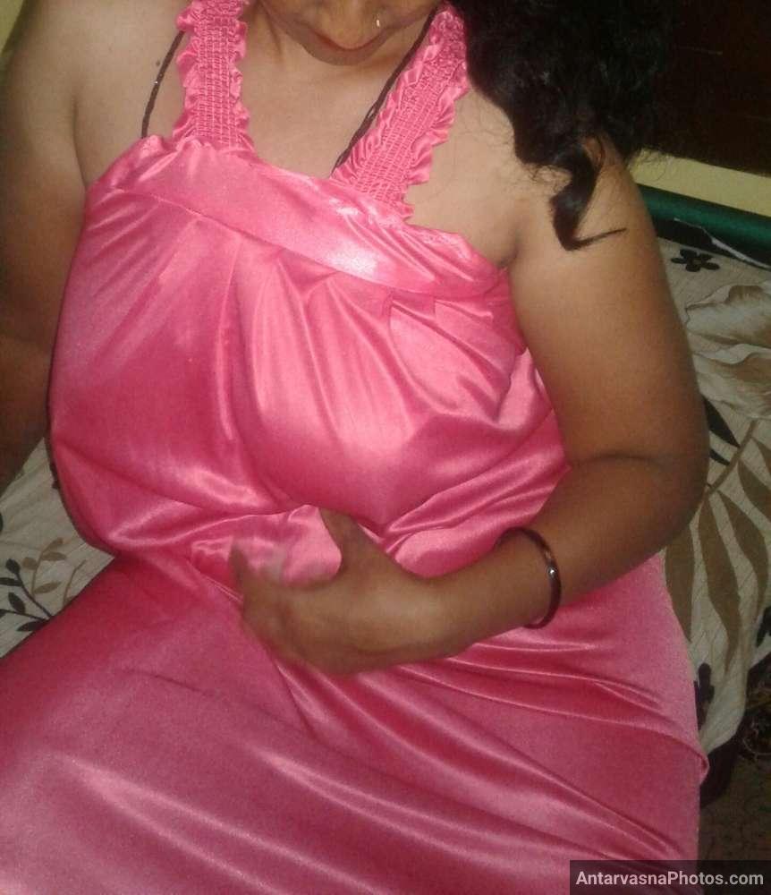 big boobs desi mom night gown